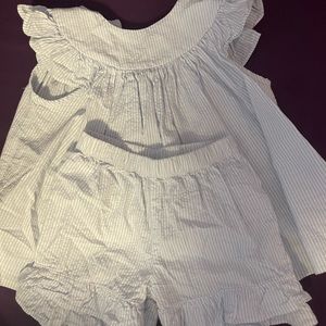 Firefly Lane blue seersucker shirt and short set